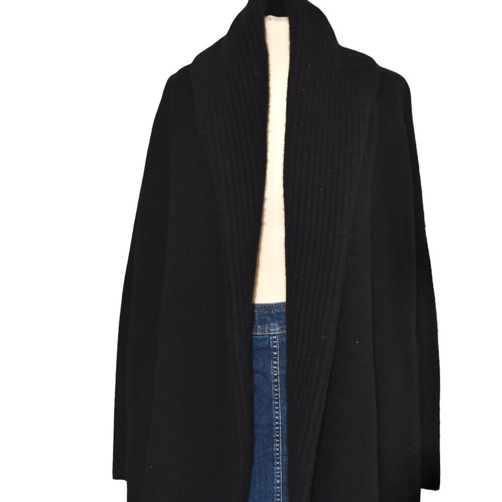 Vince Black Open Front Cardigan Small Wool Yak Blend Cozy Minimalist Luxury Knit - Picture 2 of 8
